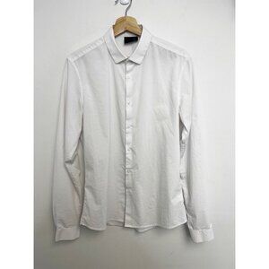 Asos Shirt Mens M Medium Long White Long Sleeve Solid Regular Fit Preppy